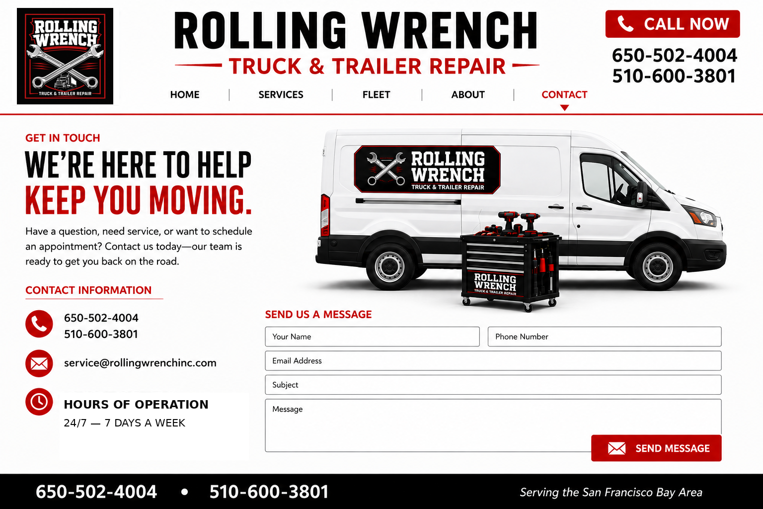 Contact Rolling Wrench Truck & Trailer Repair